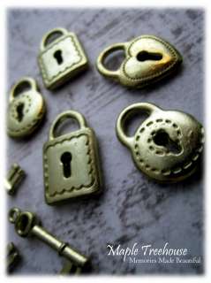 Charms  Vintage Lockets Metal Embellishments (8pcs) Scrapbooking 