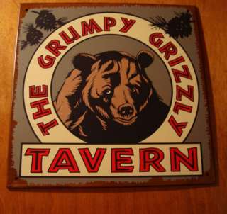   GRIZZLY TAVERN Bear Bar Pub Rustic Lodge Log Cabin Home Decor Sign