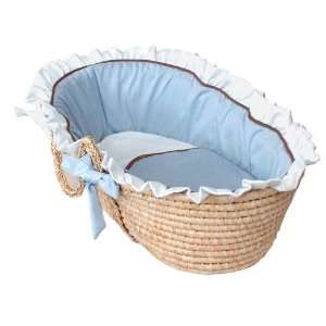  Hoohobbers Baby Classic Blue Embroidered Moses Basket 