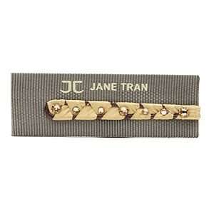 Jane Tran Hair Accessories Fabric Wrapped Bobby Pin With Crystal, Gold 