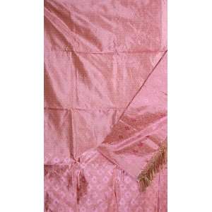  Pink Banarasi Kora Silk Suit with All Over Thread Weave 