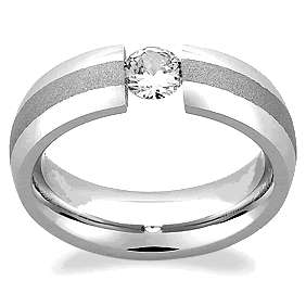 MENS TITANIUM POLISHED TENSION RING WITH ACCENT, # 10  