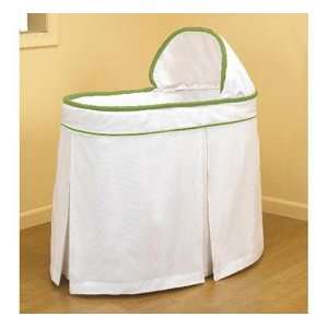   Mine Green Trim Bassinet Liner/Skirt and Hood   Size 13 x 29 Baby