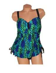 Beach Native Swimwear Cascading Blues PLUS SIZE Tankini Style Swimsuit
