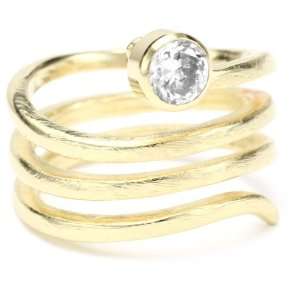Sheila Fajl Cubic Zirconia Gold Plated Ring, Size 7