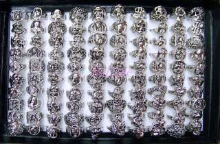 wholesale lots 100pcs cool assorted skull Mens rings  
