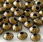 5x3mm Corrugated ANTIQUED BRASS Metal Rondelle Beads 50