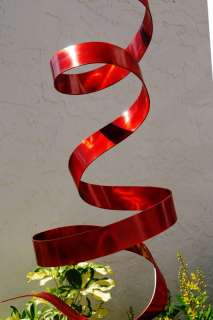   Abstract Metal Art Decor Freeform Outdoor/Indoor Sculpture Red Twist