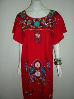   Peasant Vintage Tunic Hand Embroidered Mexican Dress L   XL  