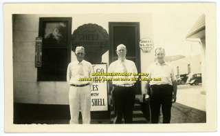 Old Photograph Shell Gas Station 3 Man Grove Swetnam Lamb Luray Oil 