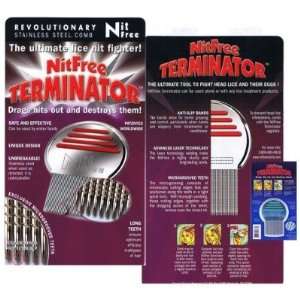 Nit Free Terminator Lice Comb, Professional Stainless Steel Louse and 