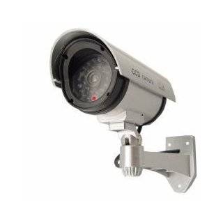 OUTDOOR FAKE / DUMMY SECURITY CAMERA w/ Blinking Light (Silver)