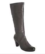 Alberto Fermani taupe leather mid calf heeled boots style# 312351301