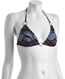 Red Carter purple snake print ia ring triangle bikini top 