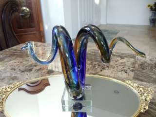 Large Murano Art Glass Corkscrew Sculpture, Aqua  