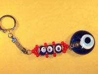 MURANO Evil Eye Lucky Charm Pendant Keyring Key Ring  