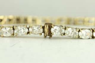   Jewelry Gold Vermeil CZ Rhinestone Tennis Bracelet 7 15.1G  
