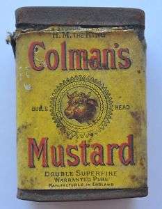 1900s Britain RARE Early COLMANS MUSTARD BULL Tin Box  