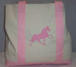Tennessee Walking Horse Pink and Natural Canvas Tote Bag   NEW 