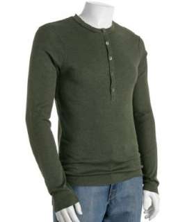 Inhabit dark green thermal cotton henley sweater   