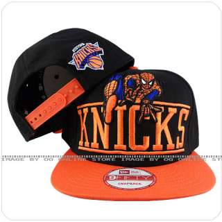   era NBA comic new york knicks spiderman block over snapback hat cap