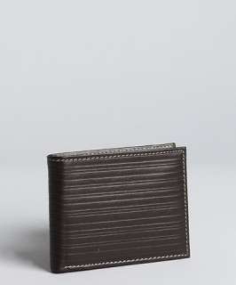 Joseph Abboud brown corduroy embossed leather passcase wallet
