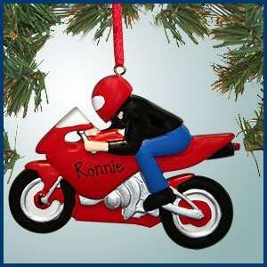   Motorcycle with Red Helmet   Personalized with Perfect Handwriting