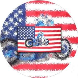 58mm Round Pin Badge USA Motorcycle Flag 