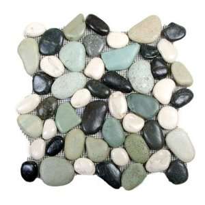   Stone Pebble Green Mosaic Tile Kitchen, Bathroom Backsplash Tiling