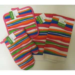   Kitchen Towel Set with Oven Mitt and Pot Holder