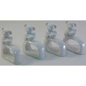  Set of 4 Koala Bears Bear Napkin Rings Ceramic White 5245 