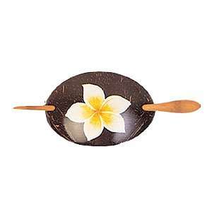    Hawaiian Plumeria Print Coconut Hair Piece
