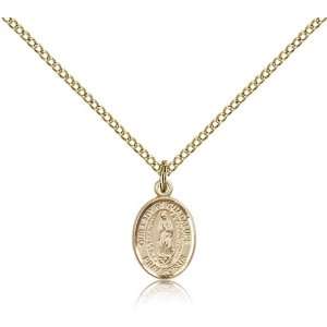 Gold Filled O/L Our Lady of Guadalupe Medal Pendant 1/2 x 1/4 Inches 