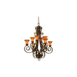   Light Large Foyer Chandelier in Tuscan Sun with Blaze glass
