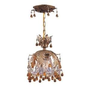 Melrose 24% Lead Crystal Semi Flush Draped with Amber Murano Crystal 