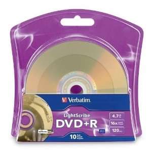  VERBATIM 96943 16X LIGHTSCRIBE(R) DVD+RS, 10 PK (GOLD 