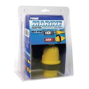   Marine Adapter, 15 Amp Plug and 30 Amp Twist To Lock Connector, Yellow