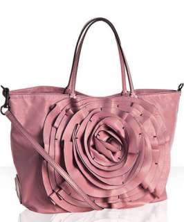 Valentino pink lambskin leather large rosette shopper tote