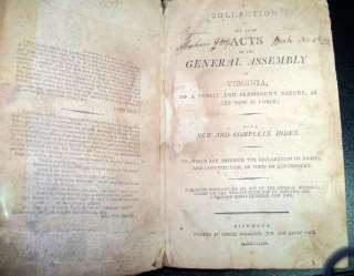 Collection of Acts of General Assembly of Virginia Richmond 1803 