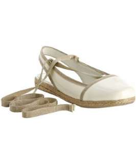 Prada white patent leather slingback espadrilles   