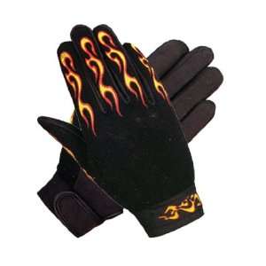   Mens Mechanical Textile Fabric Flaming Fingers Gloves   Size