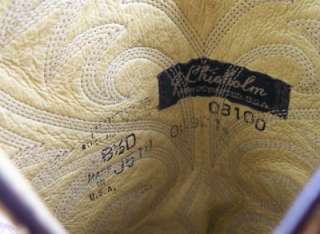 42Y MENS NICE J. Chisholm Chestnut Leather Embroider COWBOY BOOTS Sz 8 
