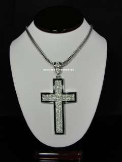 ICED OUT 3D SILVER CROSS PENDANT W/36 FRANCO CHAIN  