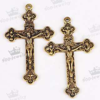 10 Pcs Brass Crucifix Cross Load Jesus Charms Pendants  