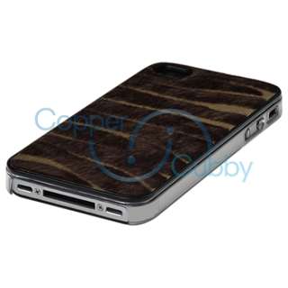 Yellow Zebra Feather Case+Privacy Filter For Apple iPhone 4 4S  