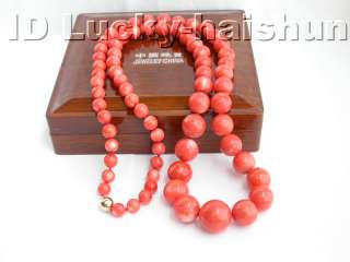 GENUINE 100% NATURAL 22MM ROUND PINK CORAL NECKLACE 14K  