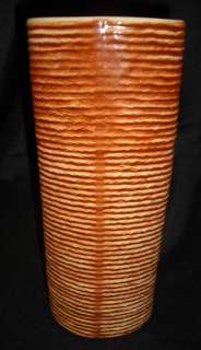   Shawnee Rope/Twine Textured Vase 9 Tall Decorative Art Pottery Browm