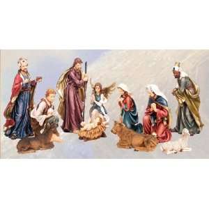 Polyresin Nativity Set in Traditional Italian Colors   11 Piece Set 