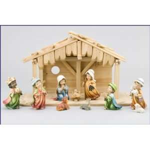  10 piece 4 Kiddie Resin Nativity with 9.5 High Stable 