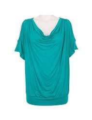 Misses Moa Moa Cold Shoulder Solid Drape Neck Top